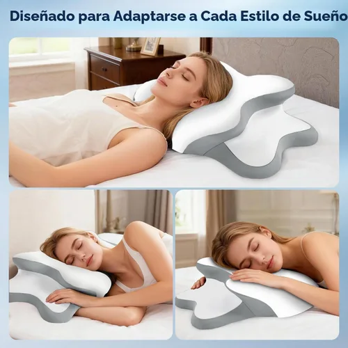 Vista 5 de Almohada para la apnea del sueño con alivio del dolor de cuello y ronquidos, almohada cervical ortopédica, almohada ergonómica de espuma Blanco
