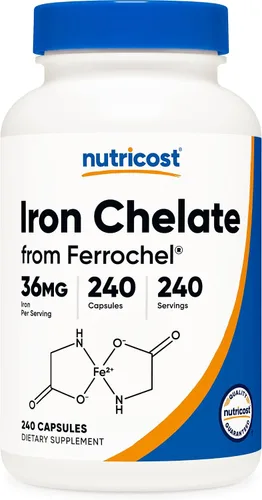Vista 7 de Nutricost Hierro quelado, Como Ferrochel, 36 mg, 240 Cápsulas (2 Botellas)