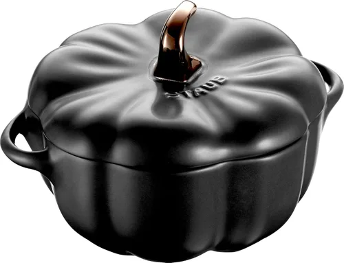 Vista 11 de STAUB Pequeña cerámica de 0.5 cuartos de galón, apta para horno y estufa hasta 572 °F, plato de calabaza, hornear, plato de caramelo, naranja quemado