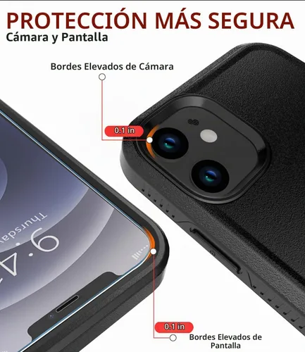 Vista 3 de Diverbox - Funda para iPhone 12 a prueba de golpes y caídas, protector de pantalla de vidrio templado, funda protectora de alta resistencia