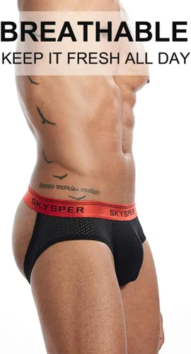 Vista 4 de SKYSPER Suspensorio de malla transpirable para hombre, 2 piezas, 3 piezas, 4 piezas, ropa interior masculina, partidarios atléticos para hombres