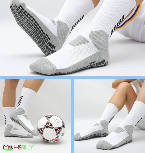 Vista 6 de Calcetines antideslizantes de fútbol para hombre, con agarres, antideslizantes, para hospital, para entrenamiento, atléticos