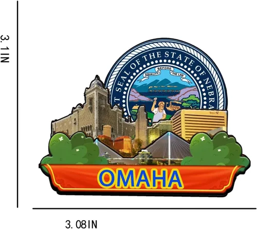 Vista 3 de Omaha Nebraska - Imán de madera para nevera, diseño 3D, recuerdos coleccionables, decoración hecha a mano, 1622