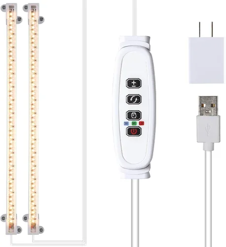 Vista 14 de RWNTAO Lámpara de cultivo de una tira de 2 unidades, tiras de luz LED de espectro completo para plantas de interior con temporizador de encendido