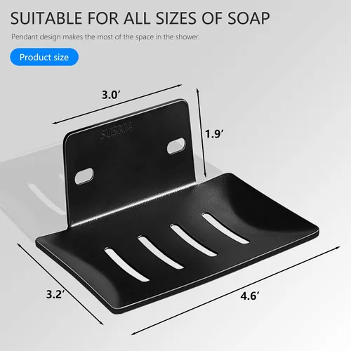 Vista 3 de Jabonera montada en la pared, jabonera de baño para ducha, acero inoxidable 304 montado en la pared, soporte para jabón para baño y cocina