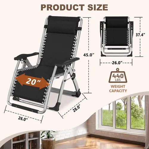 Vista 2 de DoCred - Silla reclinable plegable cómoda para dormitorio y sala de estar, silla de patio con cojín extraíble para interiores y exteriores