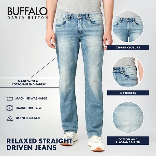 Vista 3 de Buffalo David Bitton Jeans de pierna recta relajada para hombre con tela elástica