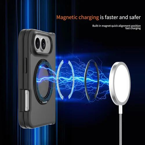 Vista 6 de Magnetic Case for iPhone Duo Support Wireless Charging,Black
