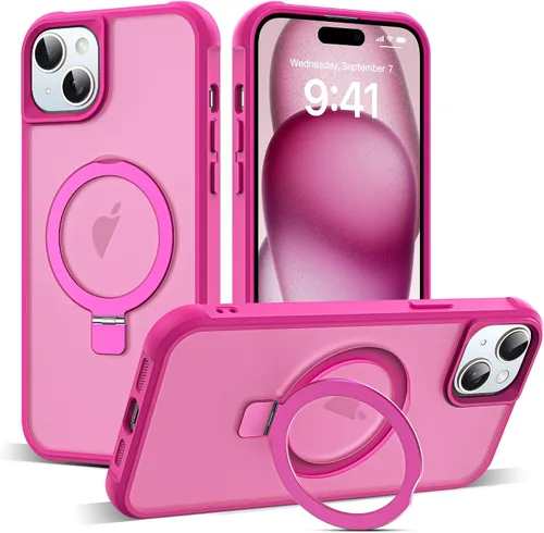 Vista 20 de SKYLMW - Funda compatible con iPhone 11 de 6.1 pulgadas, con soporte magnético invisible tipo anillo, funda translúcida de grado militar, compatible