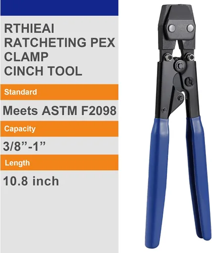 Vista 3 de Herramienta de abrazadera de cincha PEX para abrazaderas de acero inoxidable de 3/8" a 1", con 20 piezas de anillos de abrazadera de cincha PEX