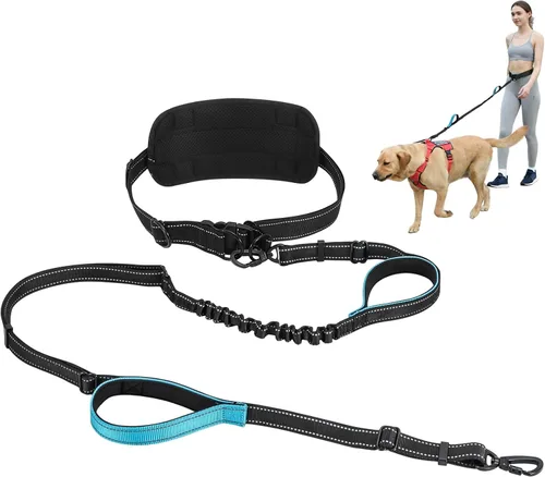 Vista 10 de Correa de perro grande manos libres, correa elástica de 6 a 8 pies con cinturón para perro de hasta 150 libras, correr, caminar, trotar