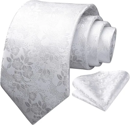 Vista 103 de Corbatas florales tejidas clásicas para hombre, corbata cuadrada de bolsillo, corbatas formales para hombres, boda con pañuelo