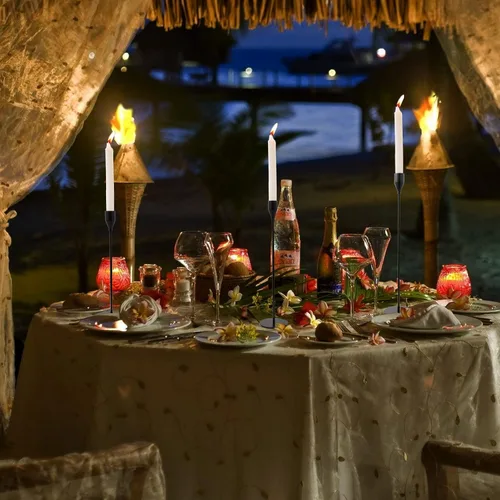 Vista 5 de 6 portavelas cónico negro mate, 2 juegos de portavelas, portavelas decorativos para bodas, catering, fiestas en diferentes alturas, adecuado
