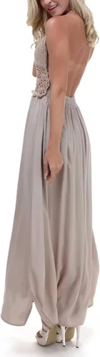 Vista 4 de Lilbetter - Vestido largo con croché sin espalda bohemio halter para mujer