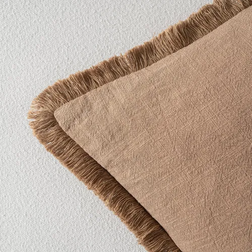 Vista 6 de MIULEE Juego de 1 fundas de almohada decorativas de lino neutro con flecos, fundas de cojín de estilo bohemio para sillón, sofá, cama, sala