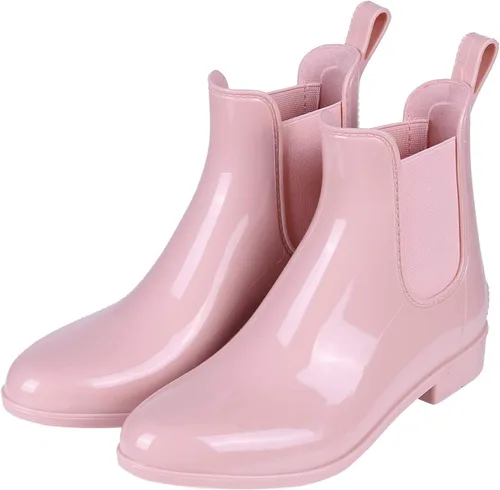 Vista 4 de Evshine - Botas de lluvia cortas para mujer, botas de lluvia de Chelsea ligeras, botas de goma impermeables