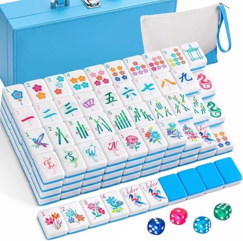 Vista 15 de Soulchen Juego de mahjong americano Sunset Blossom de 1.2 pulgadas, 168 Naranja
