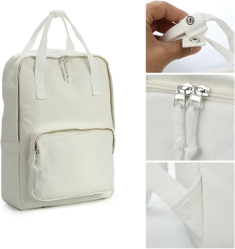 Vista 3 de Mochila de lona unisex para bricolaje (blanco 02), Beige, Mochila de lona DIY