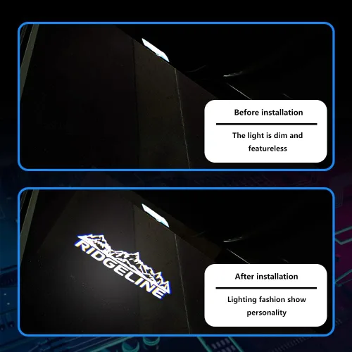Vista 3 de 2 piezas Proyector LED de Logo para Puerta de Automóvil Lámpara de Bienvenida Luz de Puerta Kit de Luces de Charco Ridgeline Compatible