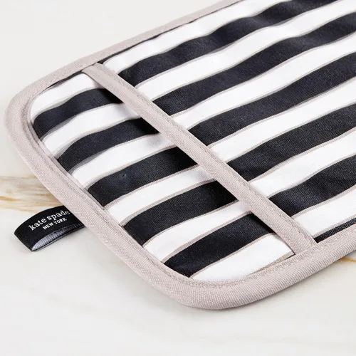 Vista 5 de Kate Spade New York Juego de 2 soportes botánicos a rayas para ollas, 7 x 10 pulgadas, negro/beige