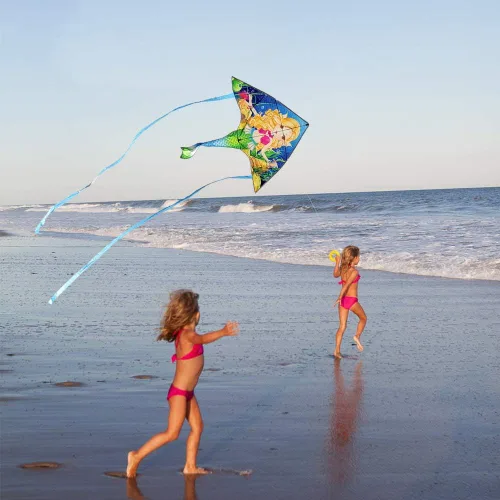 Vista 6 de Mint's Colorful Life Mermaid Kite for Girls & Kids, Easiest to Fly Delta Kite
