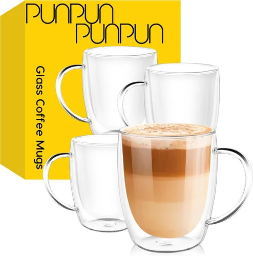 Vista 9 de PunPun Vasos de café expreso de 8.5 oz/8.5 fl oz, vasos de vidrio con aislamiento de doble pared, juego de 2