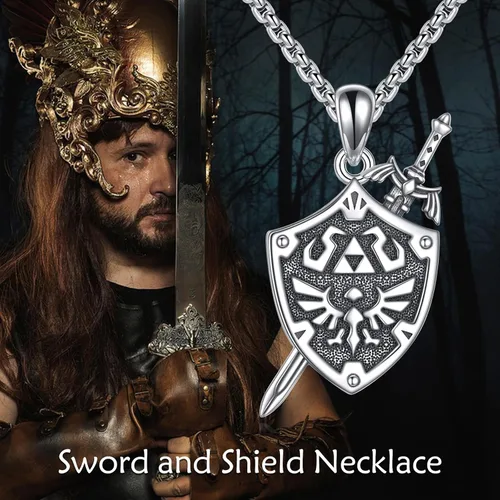 Vista 6 de YFN Zelda - Collar de plata de ley con colgante Triforce de Zelda para hombres, mujeres, niños y niñas