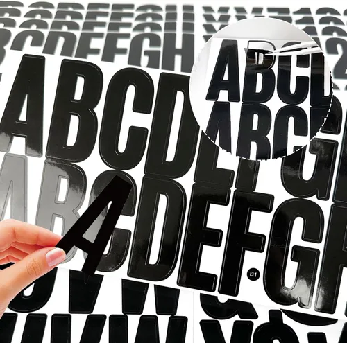 Vista 4 de 400 calcomanías de letras negras, 24 hojas de calcomanías de letras grandes de 2.5 pulgadas, impermeables, autoadhesivas, calcomanías del alfabeto