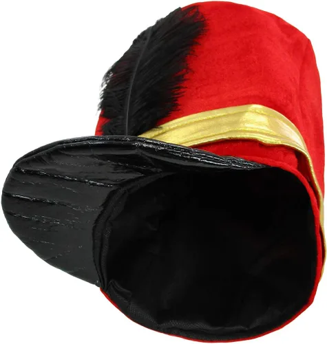 Vista 5 de Disfraz de sombrero de soldado de banda mayor o de juguete, rojo y negro, talla única