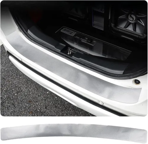 Vista 8 de Ziciner - Protector de parachoques trasero para coche, adhesivo de protección contra arañazos de fibra de carbono para umbral de puerta de maletero