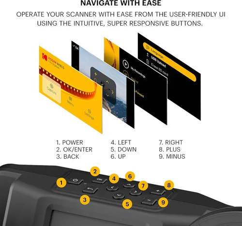 Vista 6 de KODAK REELS - Convertidor digitalizador de películas de 8mm y Super 8 con pantalla grande de 5", escáner convierte película fotograma por fotograma