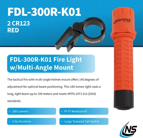 Vista 2 de Nightstick FDL-300R-K01, luz táctica para incendios con soporte de casco multiángulo