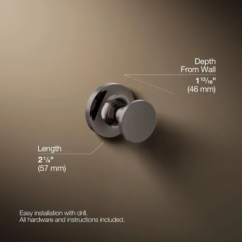 Vista 8 de Kohler 14375-TT Purist® - Toallero doble de 24 pulgadas, titanio vibrante