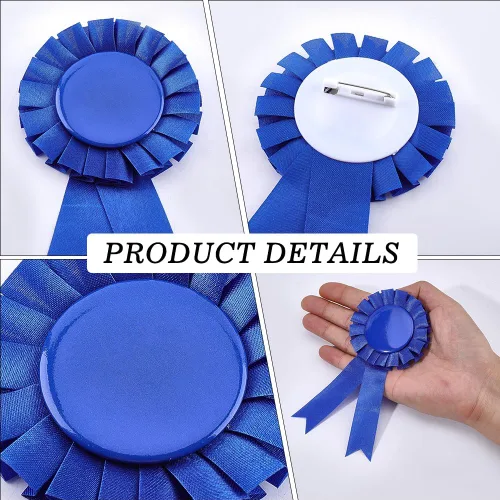 Vista 6 de CRASPIRE 12 unidades de 3 colores en blanco con botón de cinta de premio en el primer lugar, broche ganador de la victoria, roseta, gran premio