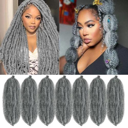 Vista 30 de Cabello para Trenzas Marley Twist de 10 pulgadas Negro 3 Paquetes Cabello Afro Twist Elástico Preseparado para Locs Suaves Cabello Spring Twist