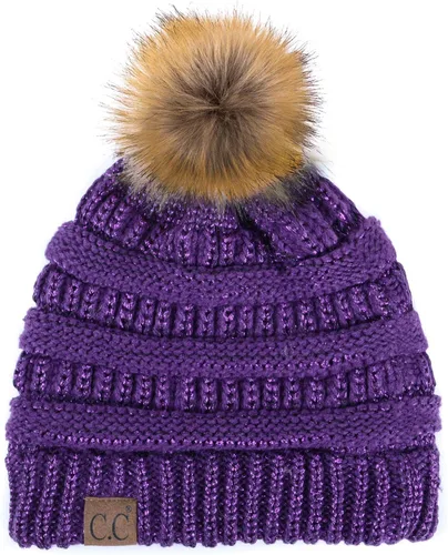 Vista 126 de Gorro unisex liso con pompón y ribete (HAT-43) de C.C Hatsandscarf Exclusives Marfil