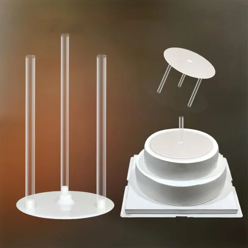 Vista 3 de Soporte para pasteles de boda, soporte para pasteles blancos, soporte de doble capa para tartas de plástico PP de grado alimenticio, soporte