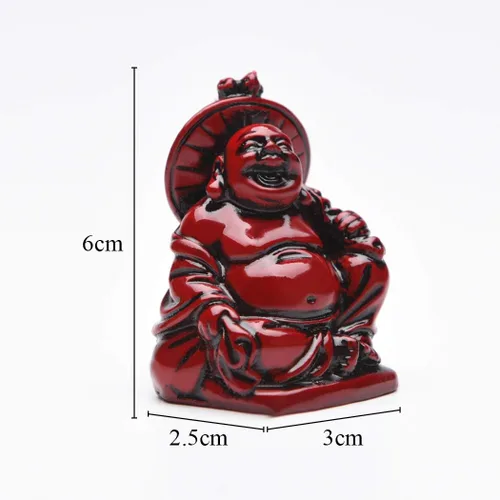Vista 2 de BRABUD Feng Shui BS001 - Estatua de Buda sonriente de resina roja de 2 pulgadas