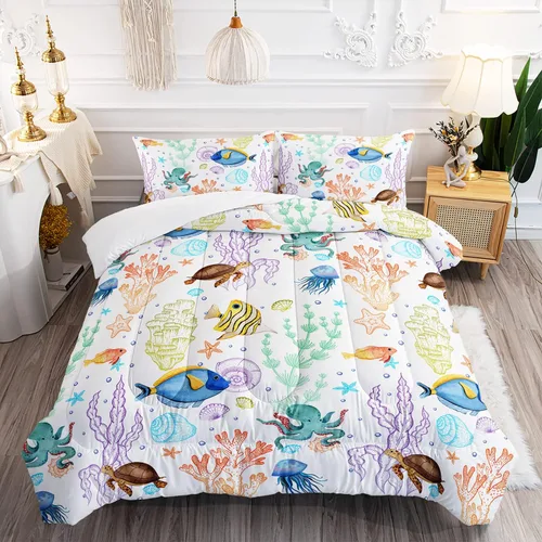 Vista 17 de Juego de edredón de mariposa tamaño individual para niñas, niños y adultos, juego de ropa de cama con patrón de flores de lavanda, juego de cama