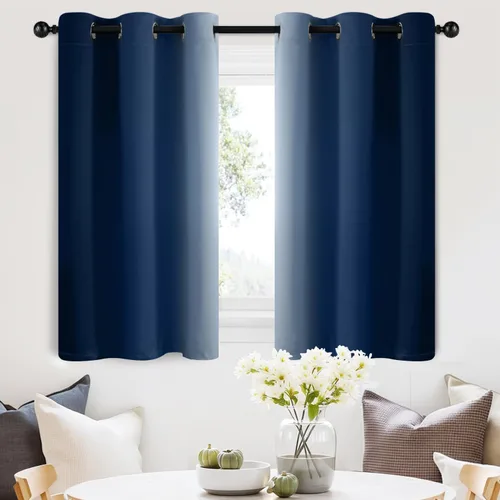 Vista 235 de SimpleHome Cortinas degradadas degradadas para oscurecer la habitación de 36 pulgadas de largo para dormitorio, con ojales y bloqueo de luz Negro