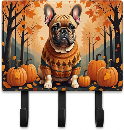 Vista 62 de Affenpinscher - Correa de otoño o llavero Affenpinscher Fall artwork on ceramic tile with three steel hooks for keys, leashes, towels