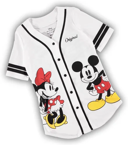 Vista 25 de Disney Camiseta de béisbol de Mickey Mouse con botones para mujer, diseño de Mickey y Minnie Mouse