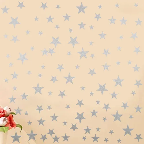 Vista 3 de Calcomanías de vinilo con diseño de estrellas para cuarto de bebé, dormitorio, habitación de niños o niñas, sala de juegos, aula, sala de estar Plata