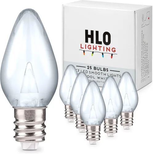 Vista 25 de Enchufe de iluminación navideña LED liso C7 verde azulado bombillas de repuesto para enchufes E12, grado comercial de bajo consumo, 2 bombillas