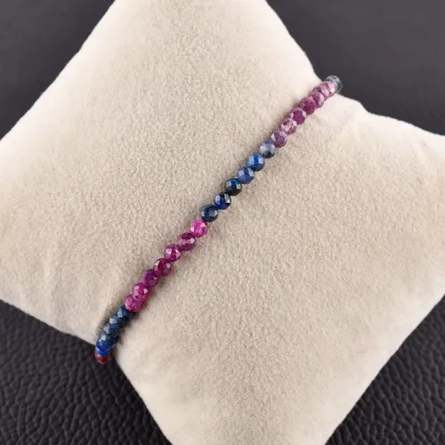 Vista 4 de Natural Gemstone Micro Beads Dainty Bangle Bracelet, Handmade Birthstone Jewelry, Healing Chakra Crystals, Silver Plated 8 inch, Birthday Gift for
