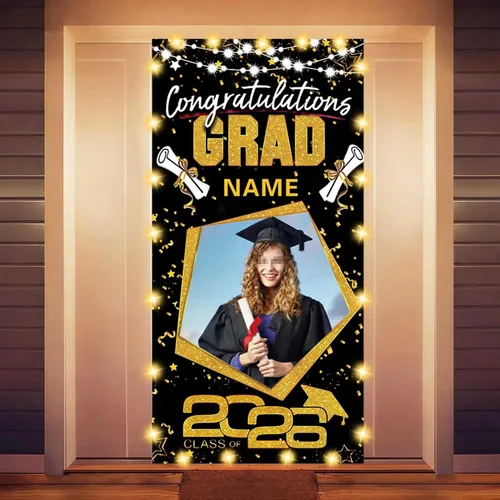 Vista 16 de Decoraciones personalizadas para fiestas de graduación 2026 – Cartel de felicitación de graduación grande – Cartel de fondo de graduación