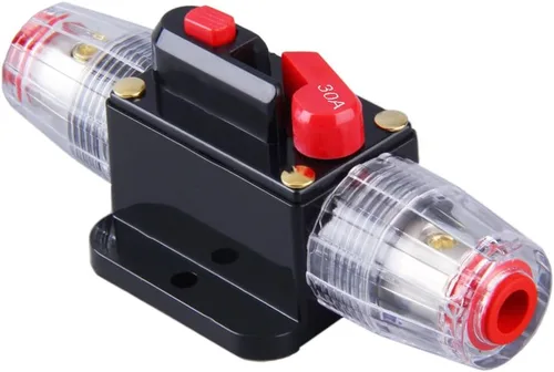 Vista 4 de 12V-24V DC 30A Car Audio Inline Disyuntor de reinicio de fusibles Inversor para Sistema de Interruptor Estéreo Protección 30 Amp