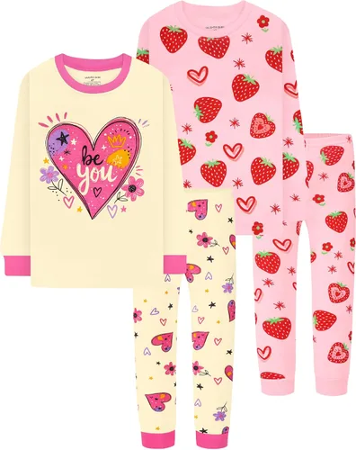 Vista 28 de DAUGHTER QUEEN Pijama de algodón para niñas de 4 piezas, talla 18 meses-12 años