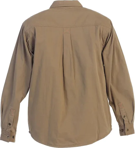 Vista 5 de Gioberti - Chaqueta de camisa de sarga cepillada y suave de 100% algodón con forro de franela para hombre Caqui