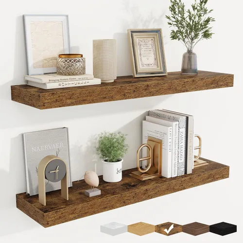 Vista 54 de fuqing Estantes flotantes para pared, estante flotante de madera montado en la pared con soportes invisibles para sala de estar, baño, dormitorio